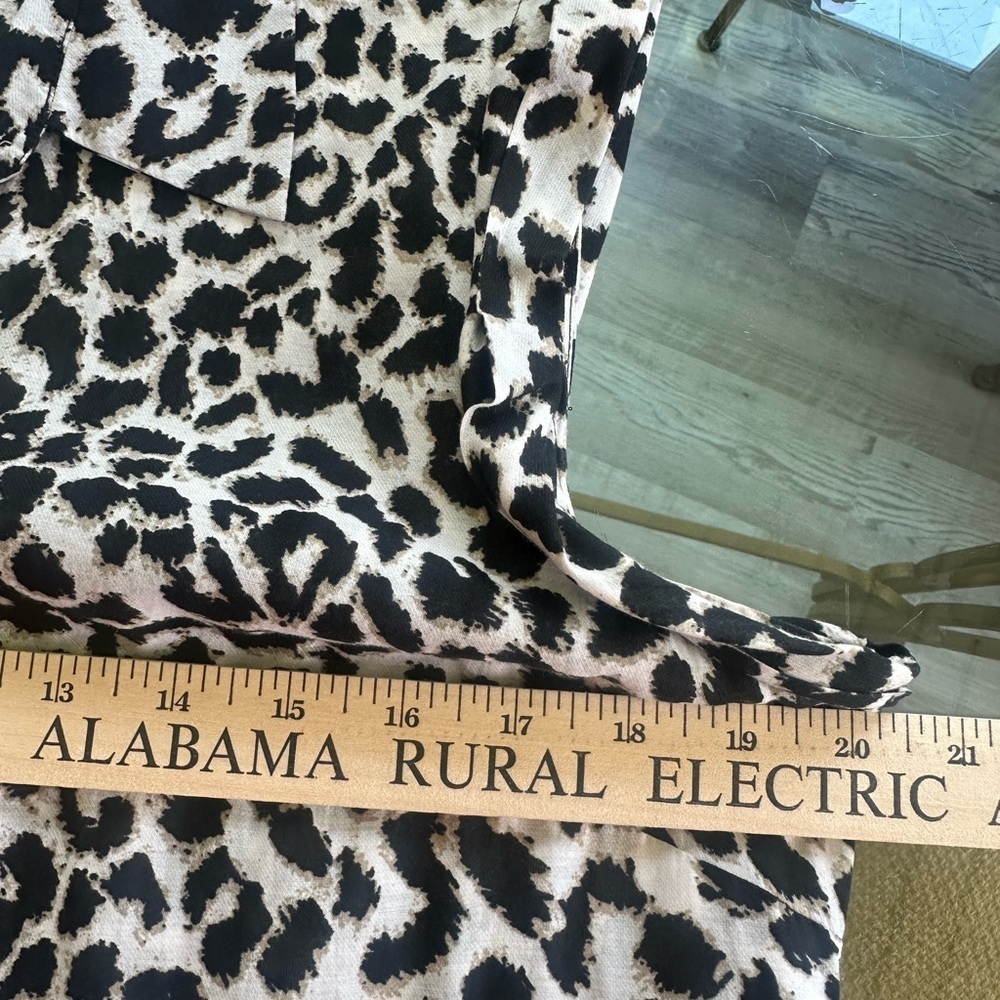 Ann Taylor Animal Print Cap Sleeve Back Tie Button Down Blouse Career Layer Sz14 - Picture 3 of 7